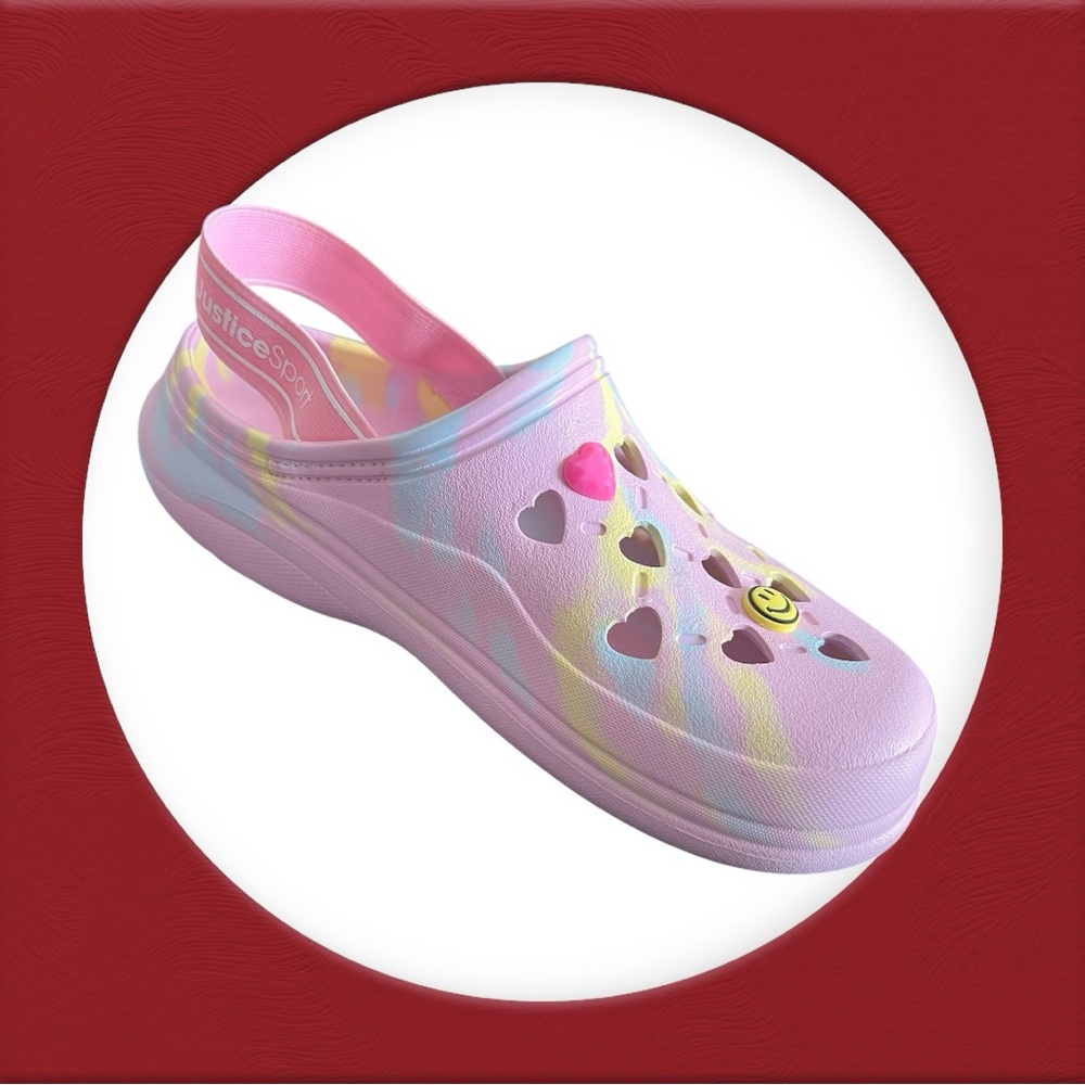 Justice Kids Water Shoes - Pink and Yellow Heart Design Sz 5
